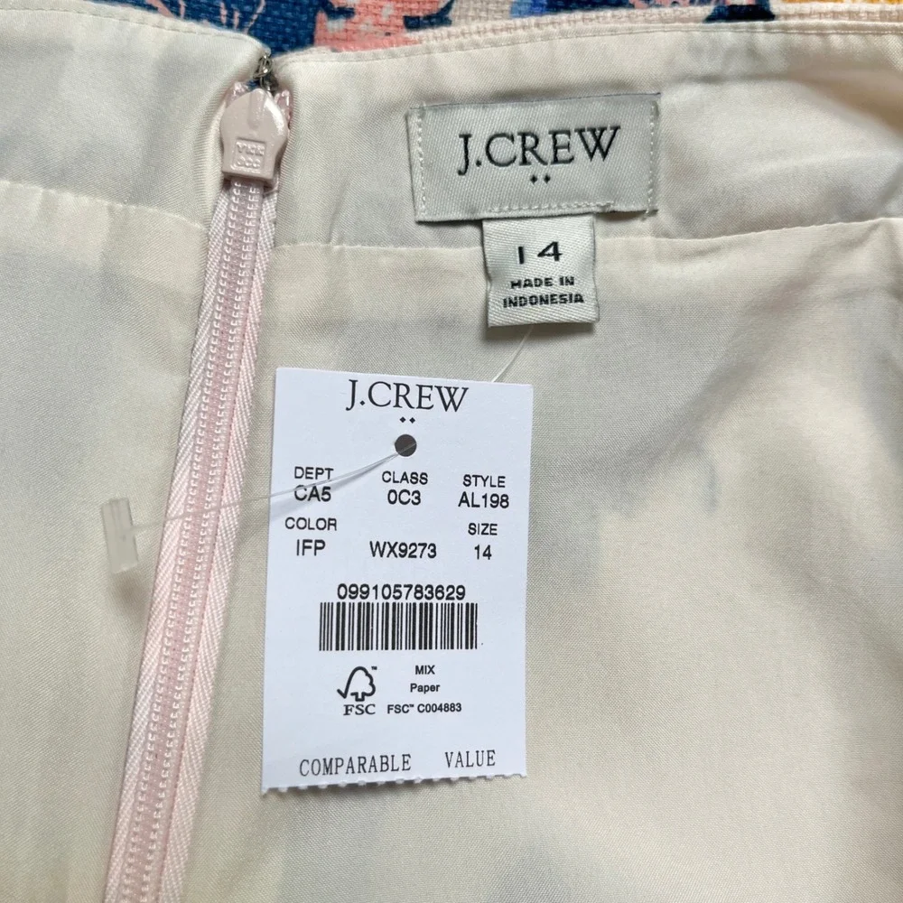 J. Crew Factory Skirt Women's 14 New NWT Pink Floral Office Feminine Preppy